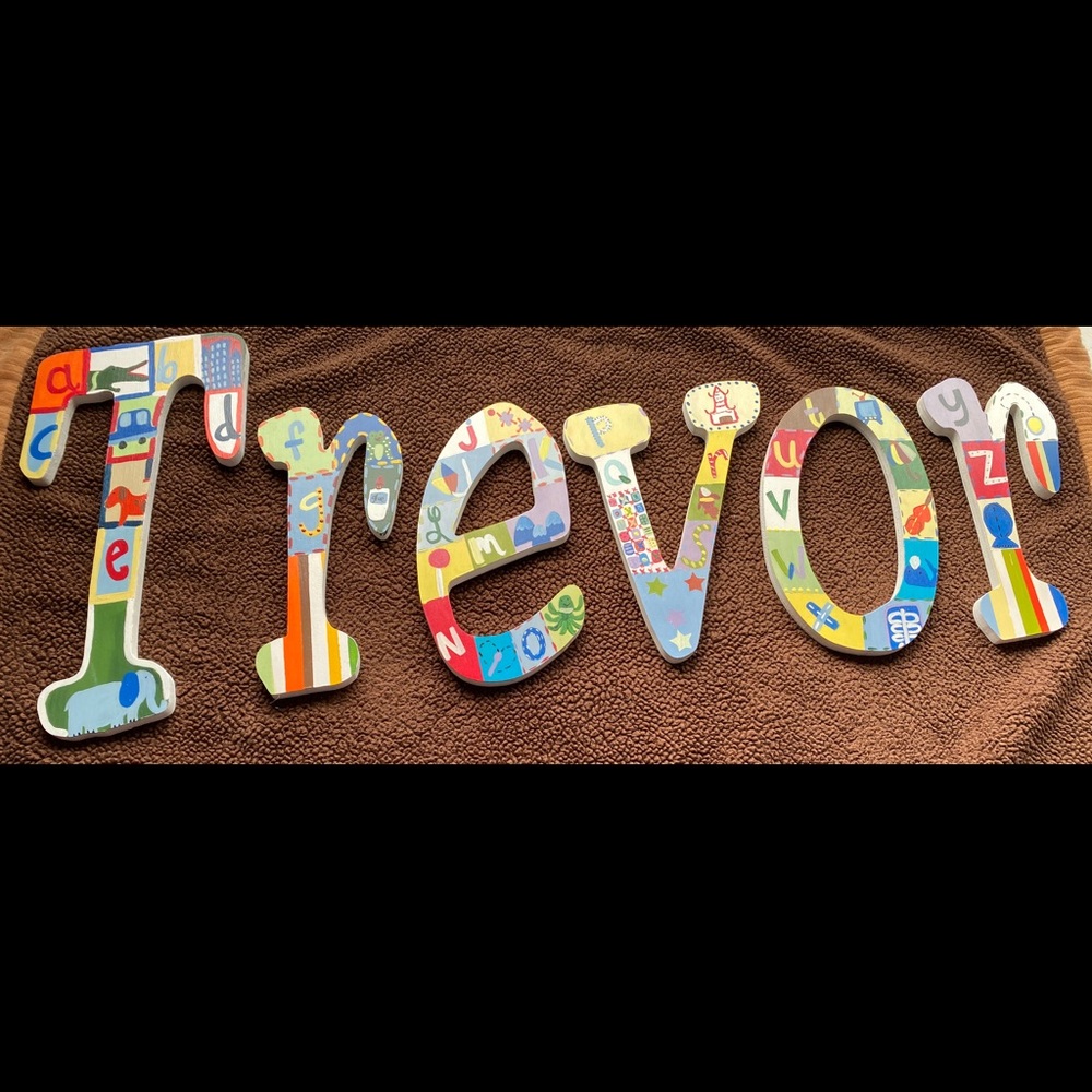 Custom painted Trevor wooden name letters